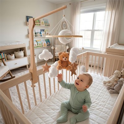 Mobile pour bébé nuage sucré suspendu au-dessus bébé joyeux