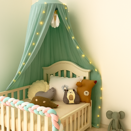 ciel de lit bebe menthe protection nuits paisibles