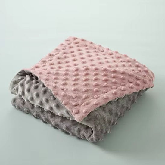 Couverture bébé rose et grise, douceur au toucher.