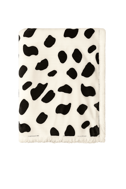 Couverture bébé imprimé vache noir et blanc, intérieur sherpa doux.