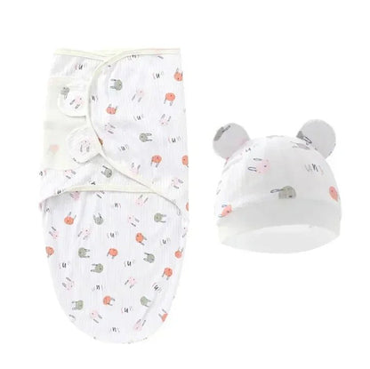 Couverture d'emmaillotage animaux colorés fun avec bonnet assorti oreilles mignonnes.