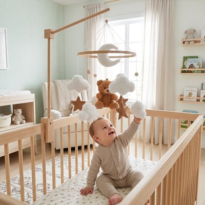 Mobile pour bébé nuage sucré berceau bois bébé curieux