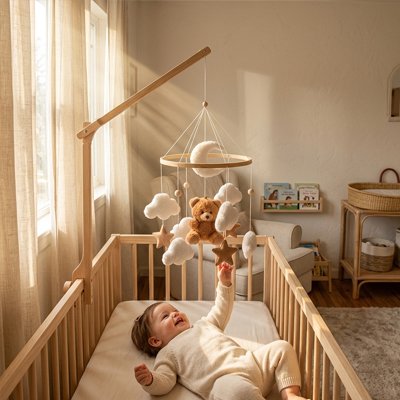Mobile pour bébé nuage sucré suspendu au-dessus bébé couché