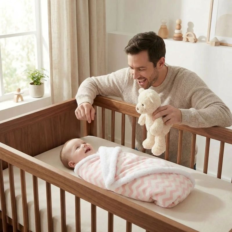 Bébé enveloppé, couverture douce, moment câlin et apaisant