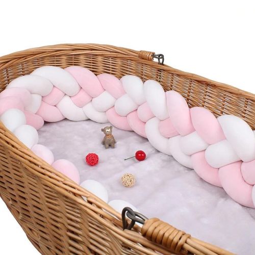plume de lait blanc rose tour de lit tresse bebe