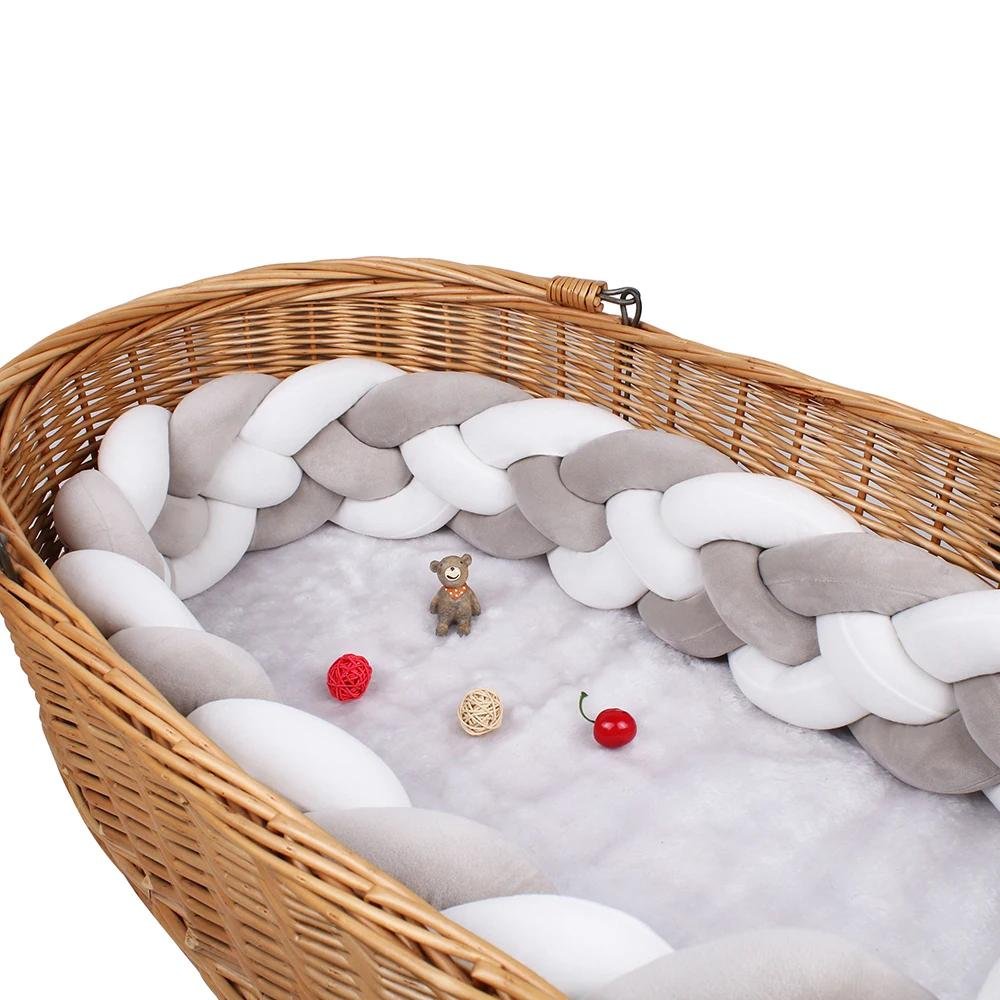 tour de lit tresse nid securise gris blanc