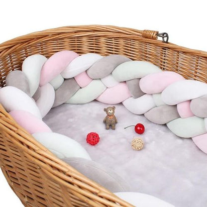 tour de lit tresse rose blanc gris clair stimulation sensorielle